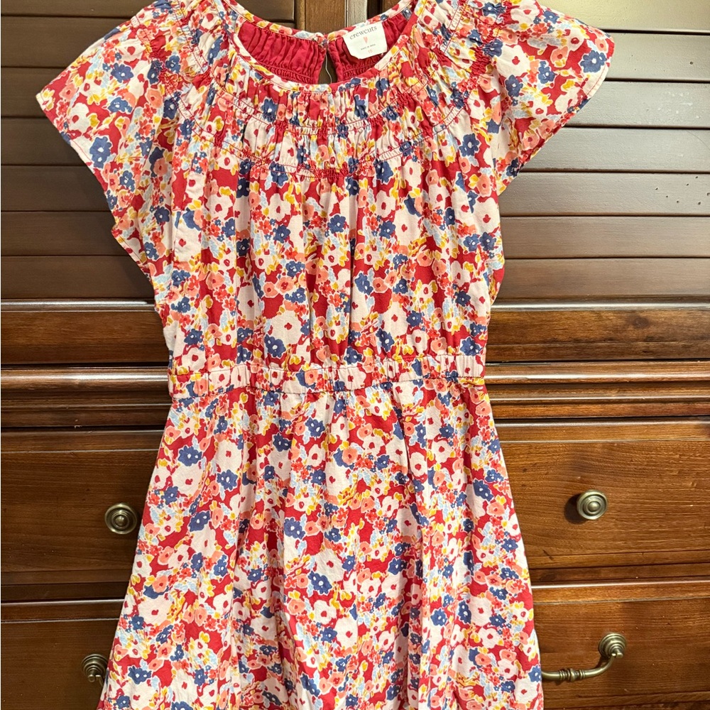 Floral Kids Dress in Red and Blue